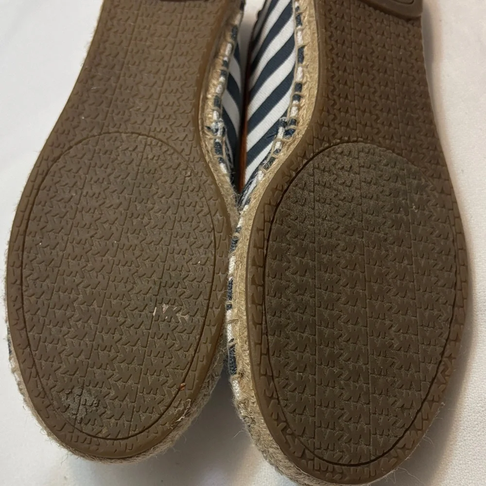 Michael Kors Navy and White Striped Espadrilles